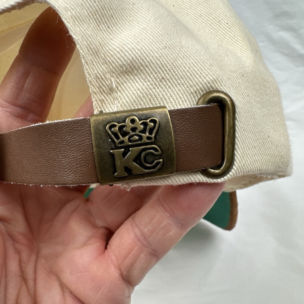 Y2K Christian Cross Gavel Strapback Hat FCAI Suede Brim KC Cap Beige Brown - Picture 6 of 11